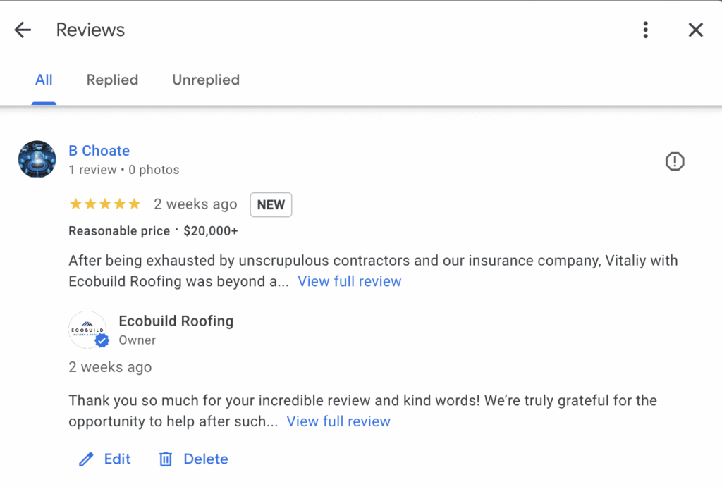 Ecobuild Google reviews
